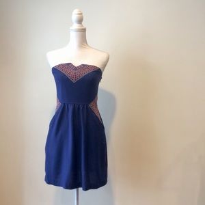 Embroidered Strapless Dress